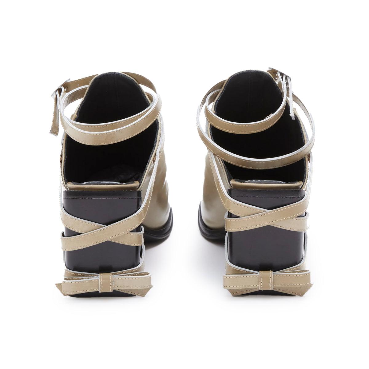 + Simona Vanth Tango Stacked Etched Heels 'Brushed Taupe'