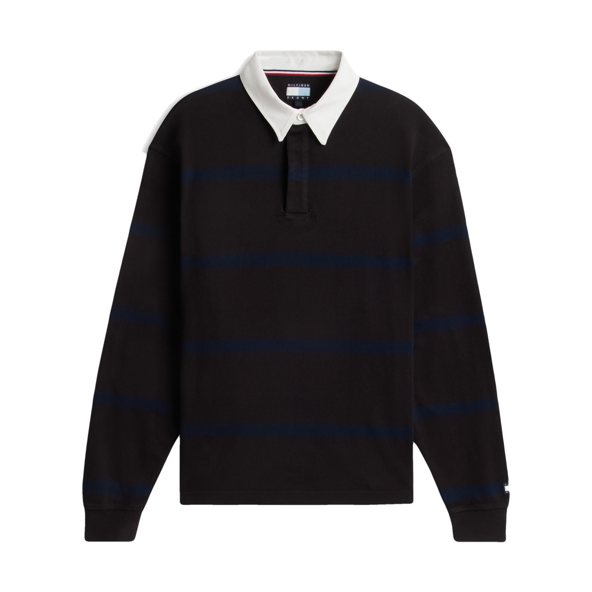 + Fragment Stripe Rugby Shirt 'Black Navy Blue'