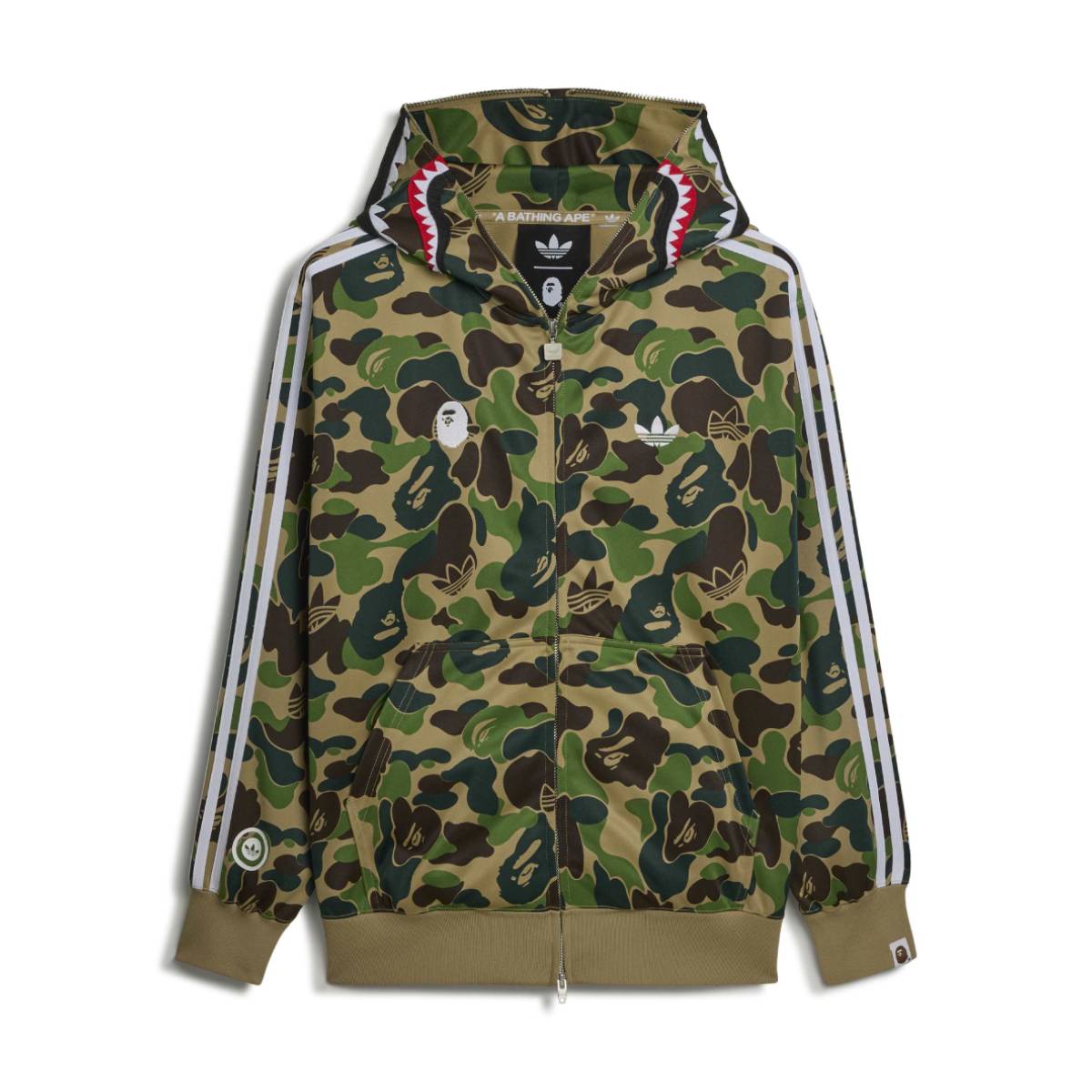 + BAPE Shark Track Hoodie Jacket 'Crew Green'