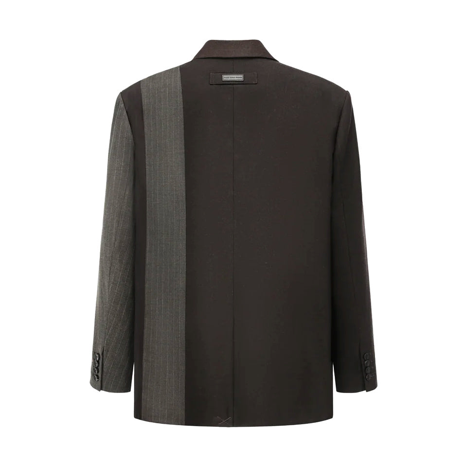 Striped Solid Panelled Blazer 'Brown'
