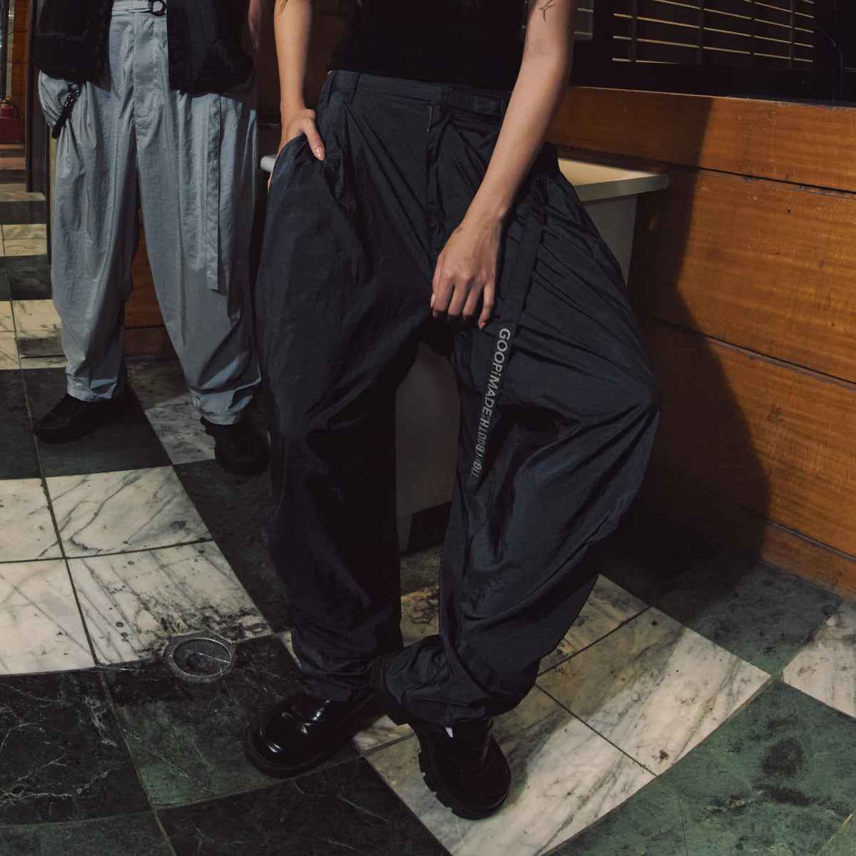 + TIGHTBOOTH Strap Baggy Pants 'Black'