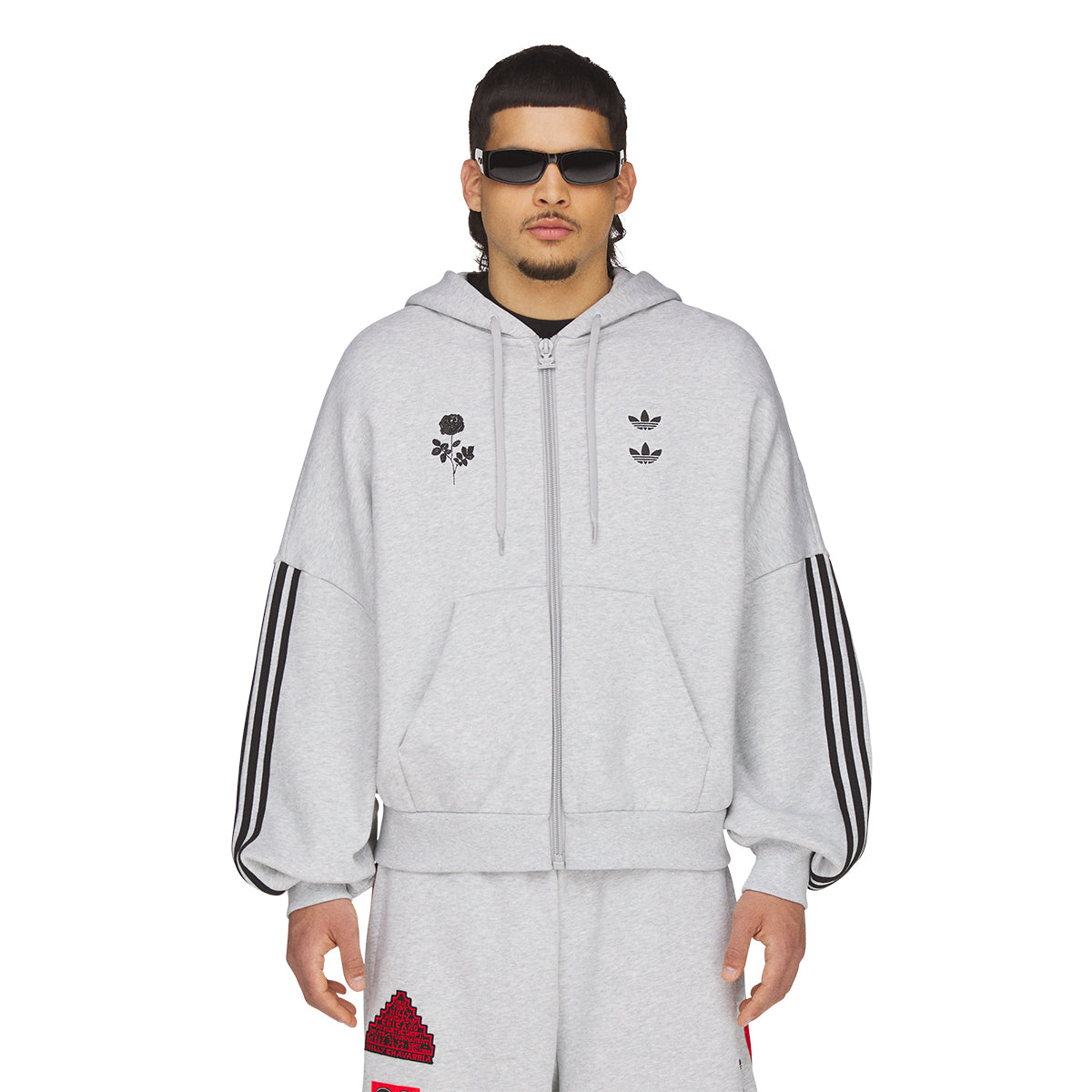 + Willy Chavarria Full Zip Logo Hoodie 'Light Grey Heather'