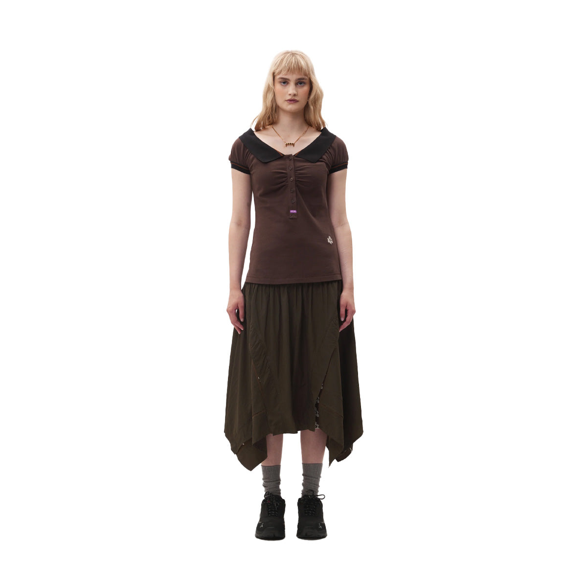 Twin Oaks Wide Neck Polo 'Brown'
