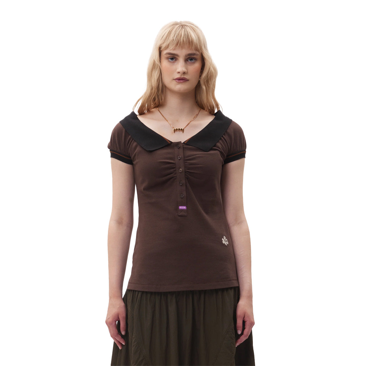 Twin Oaks Wide Neck Polo 'Brown'