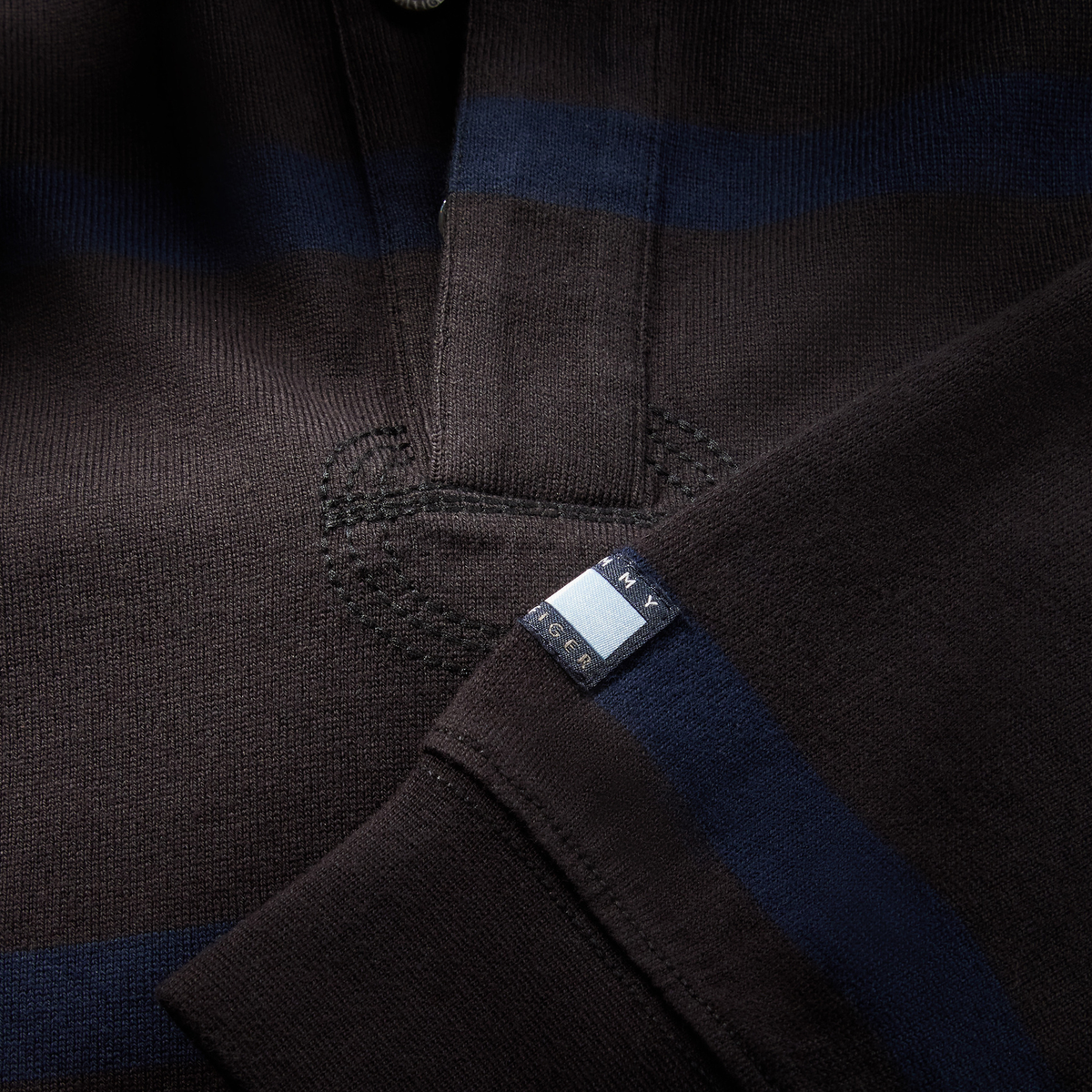 + Fragment Stripe Rugby Shirt 'Black Navy Blue'