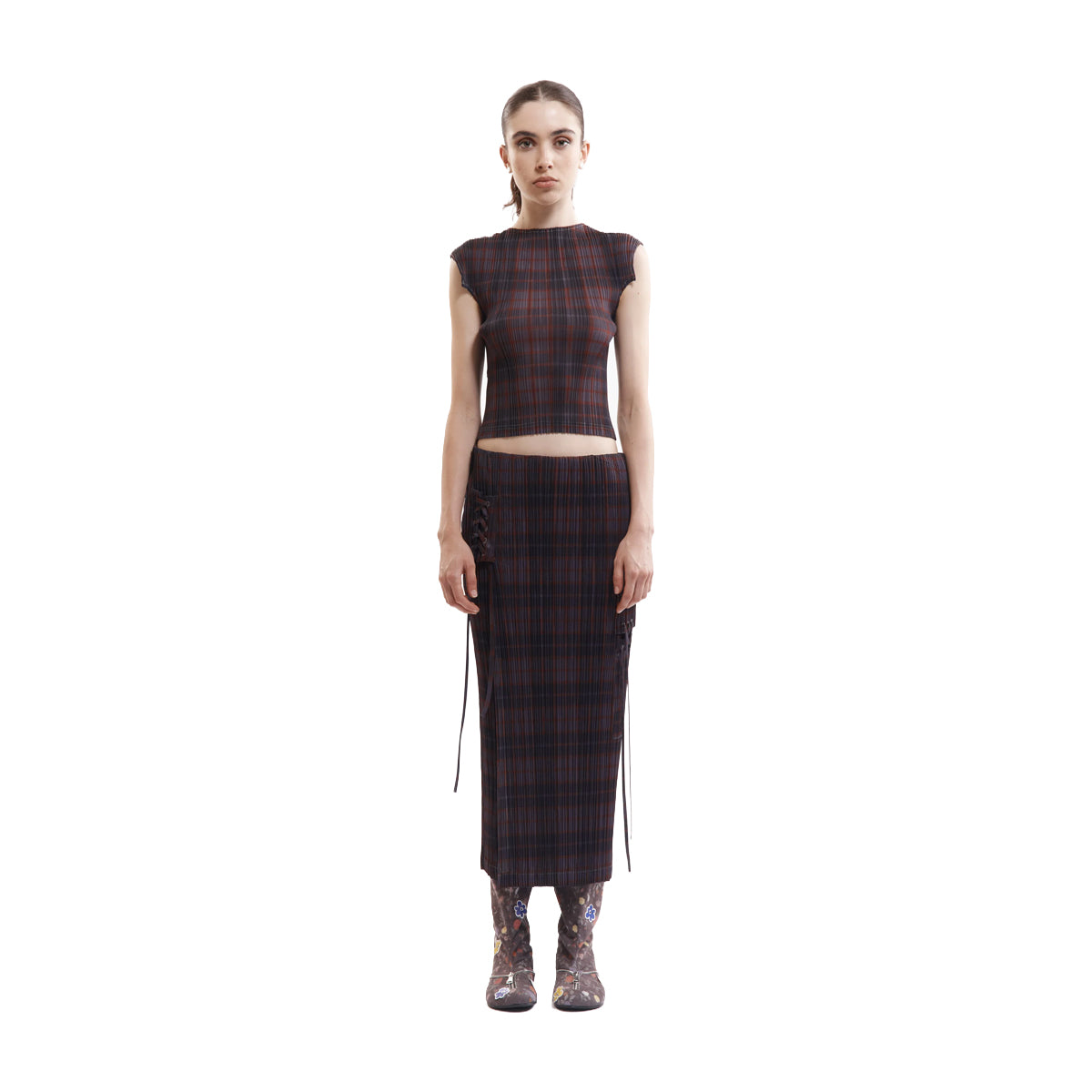 Bodhi Pleated Top 'Grey Check'