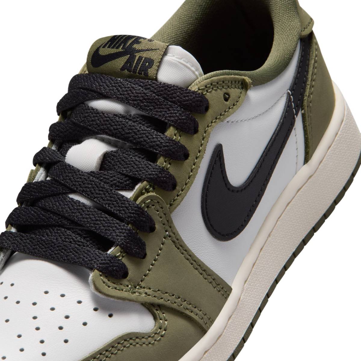 Kids Air Jordan 1 Retro Low OG ‘Medium Olive Summit White’