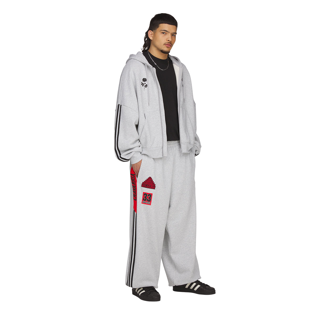 + Willy Chavarria Full Zip Logo Hoodie 'Light Grey Heather'