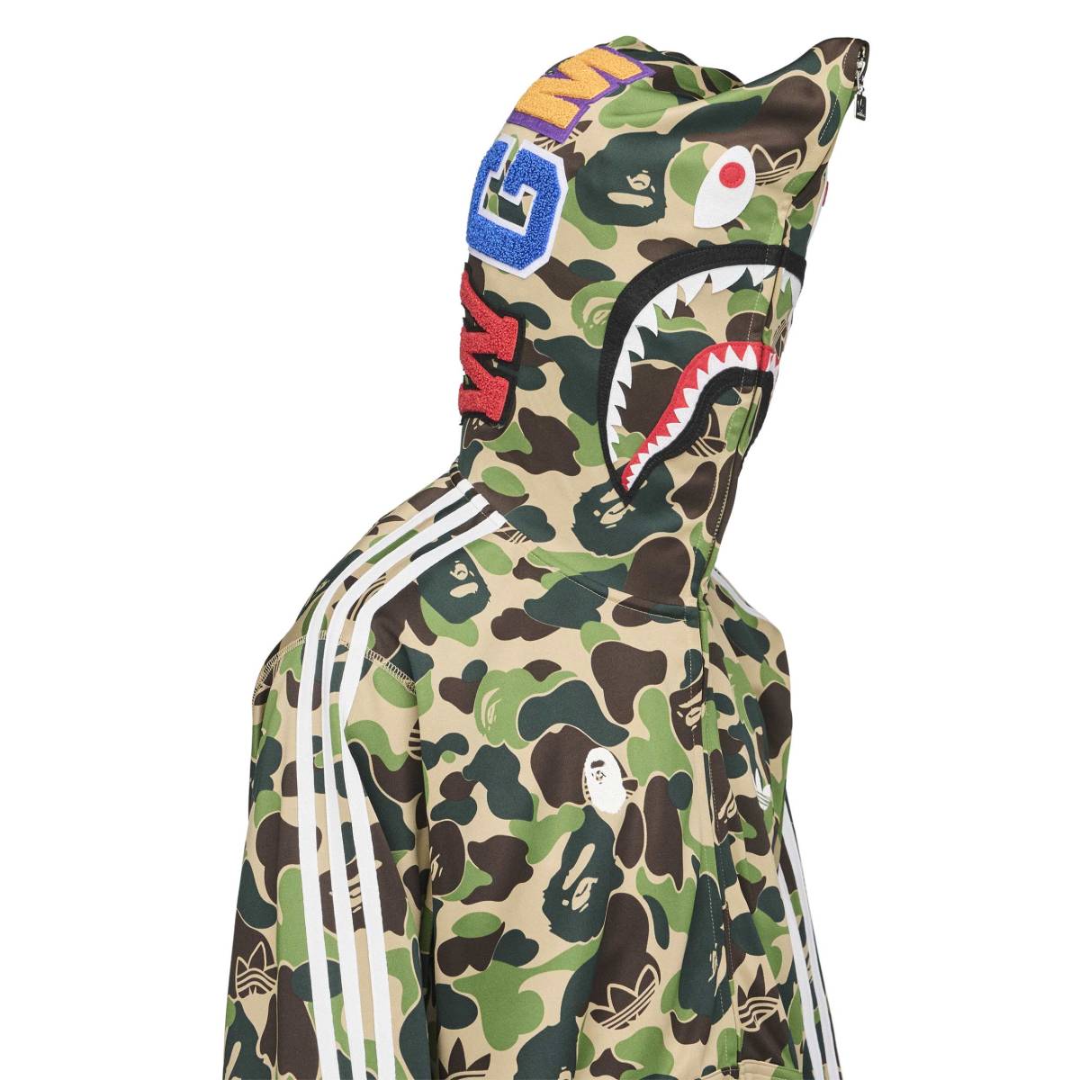 + BAPE Shark Track Hoodie Jacket 'Crew Green'