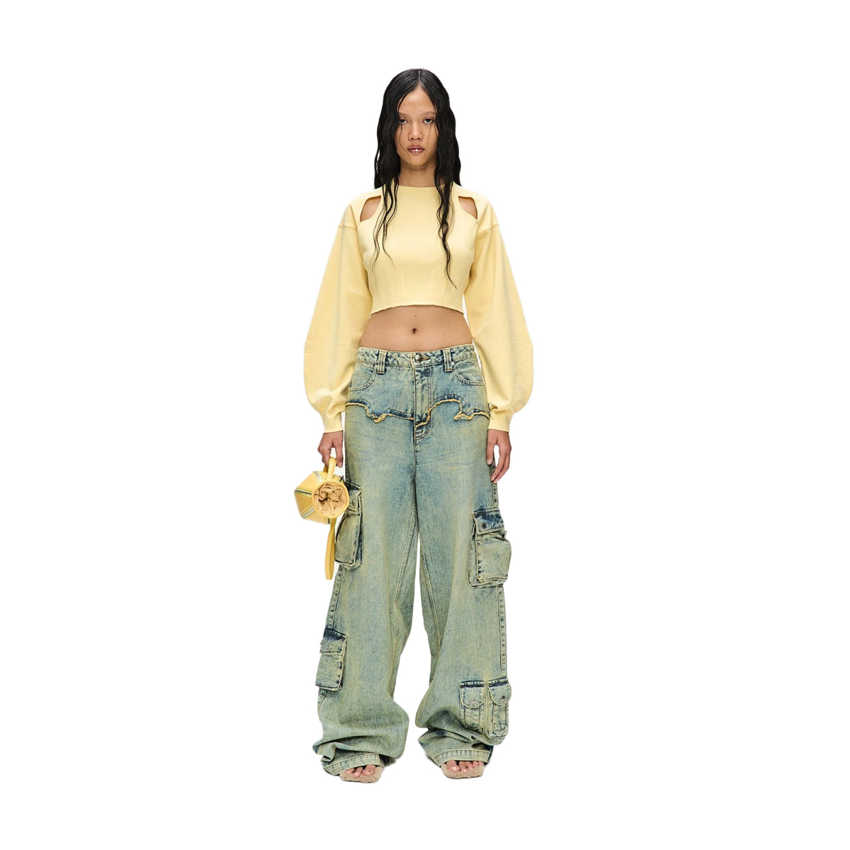 Simiz Denim Cargo Jeans 'Coated Yellow'