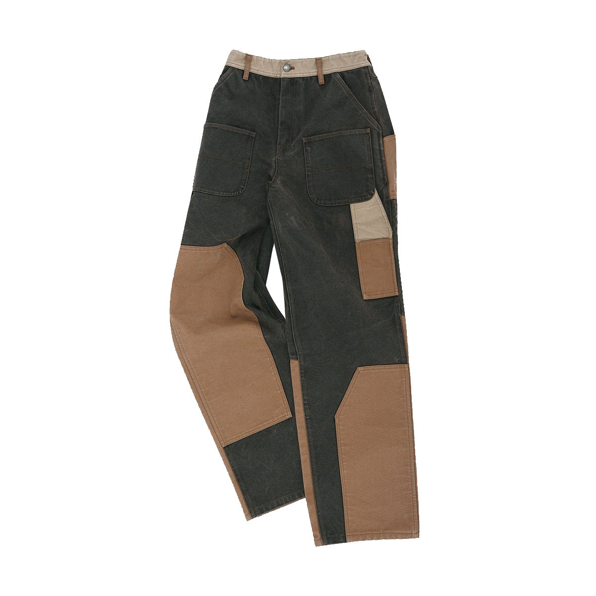 Patchwork Carpenter Wide-Leg Jeans 'Brown'