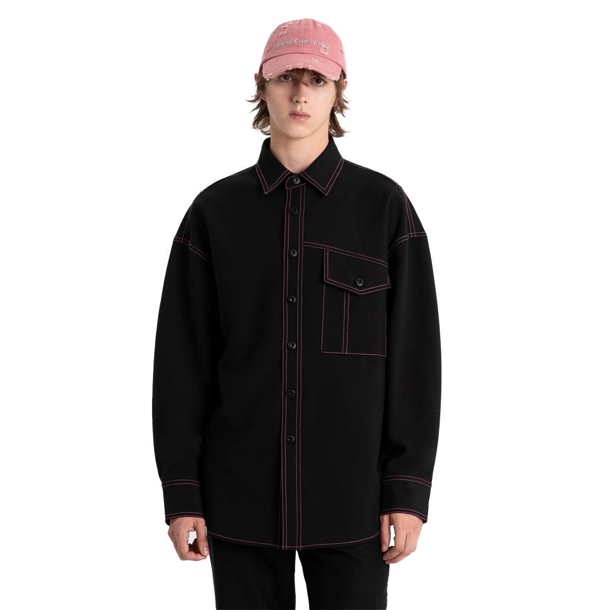 Contrast Stitching Shirt 'Black'
