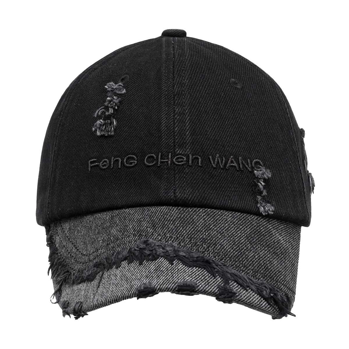 Embroidered Washed Denim Cap 'Black'