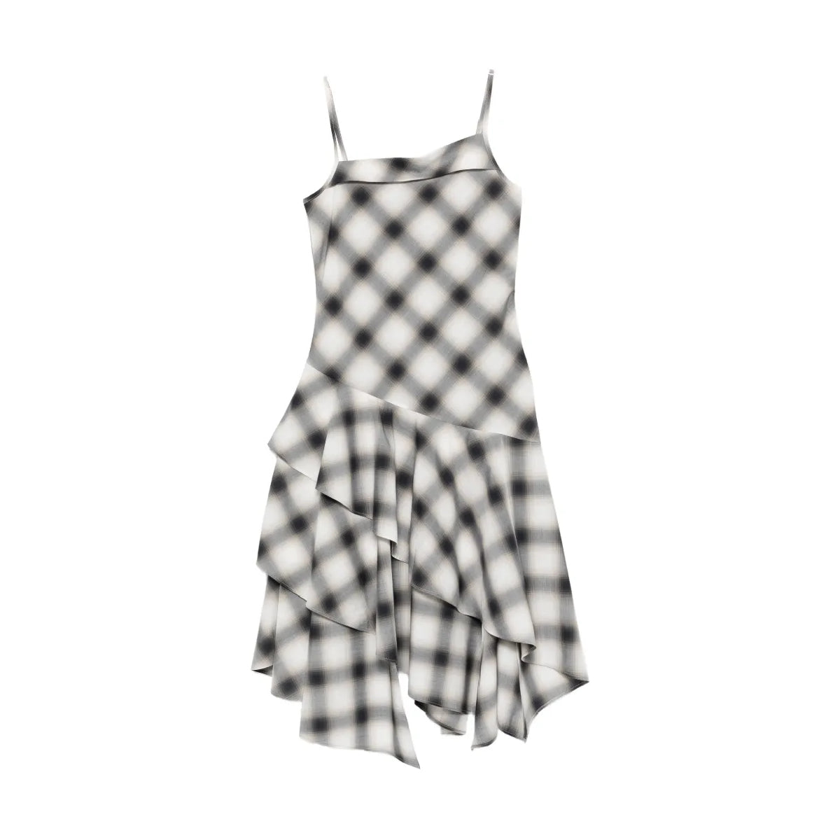 Ruffle Midi Dress 'Black Check'