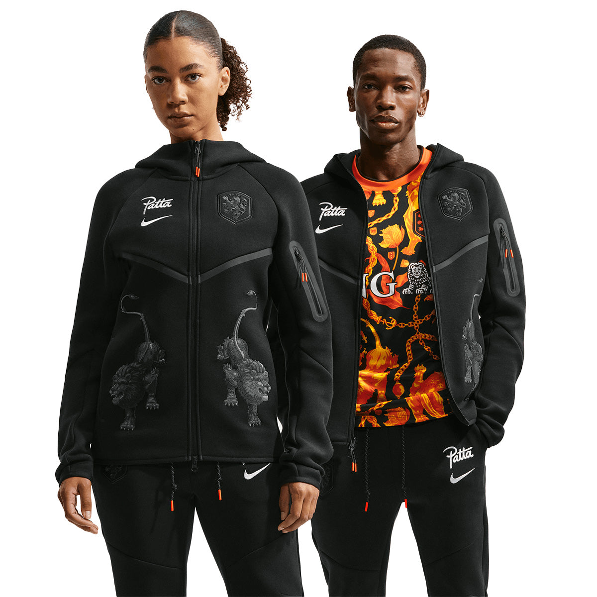 + Patta + Netherlands Tech Fleece Full-Zip Windrunner Hoodie 'Black'