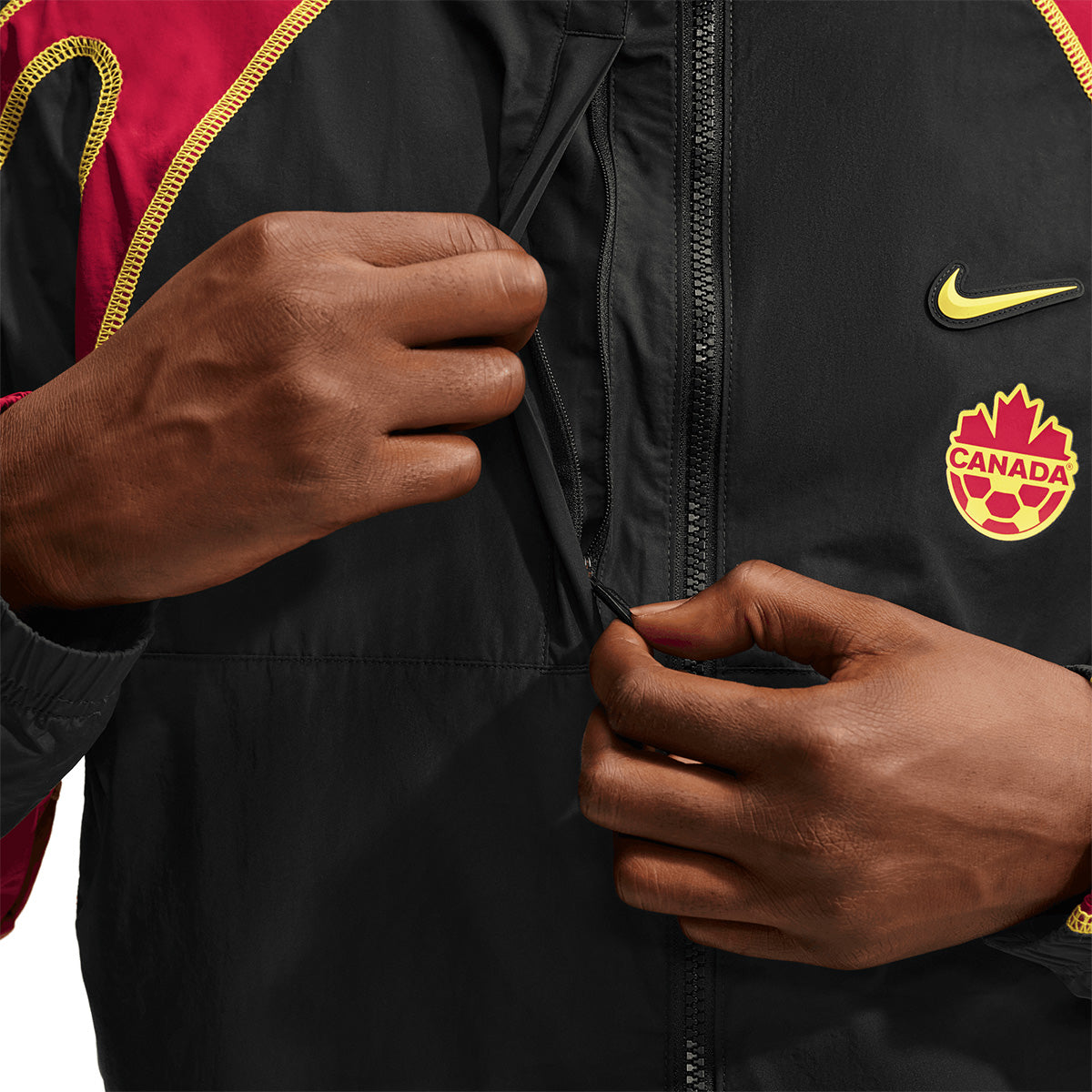 + NOCTA + Canada Woven Track Jacket 'Black Gym Red'