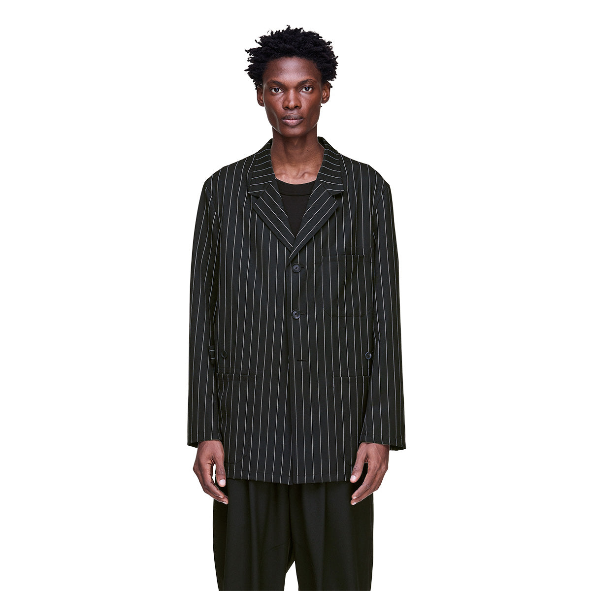 Pinstripe Chore Jacket 'Black'