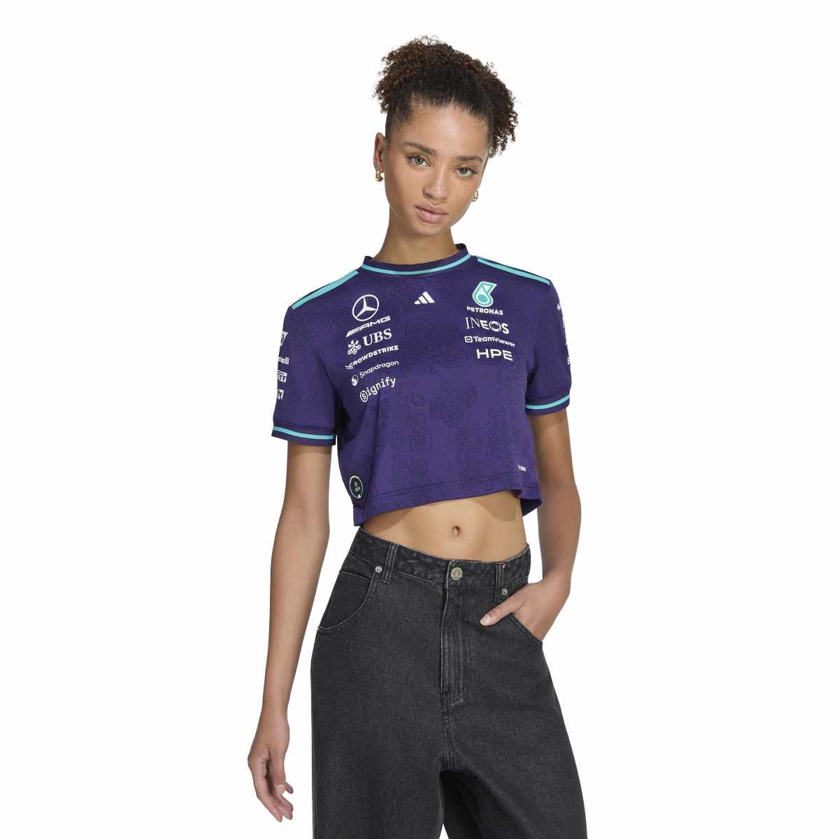 + Mercedes-AMG Petronas F1 Team Vanda Bloom Wmns Driver Crop Top Jersey 'Dark Purple'