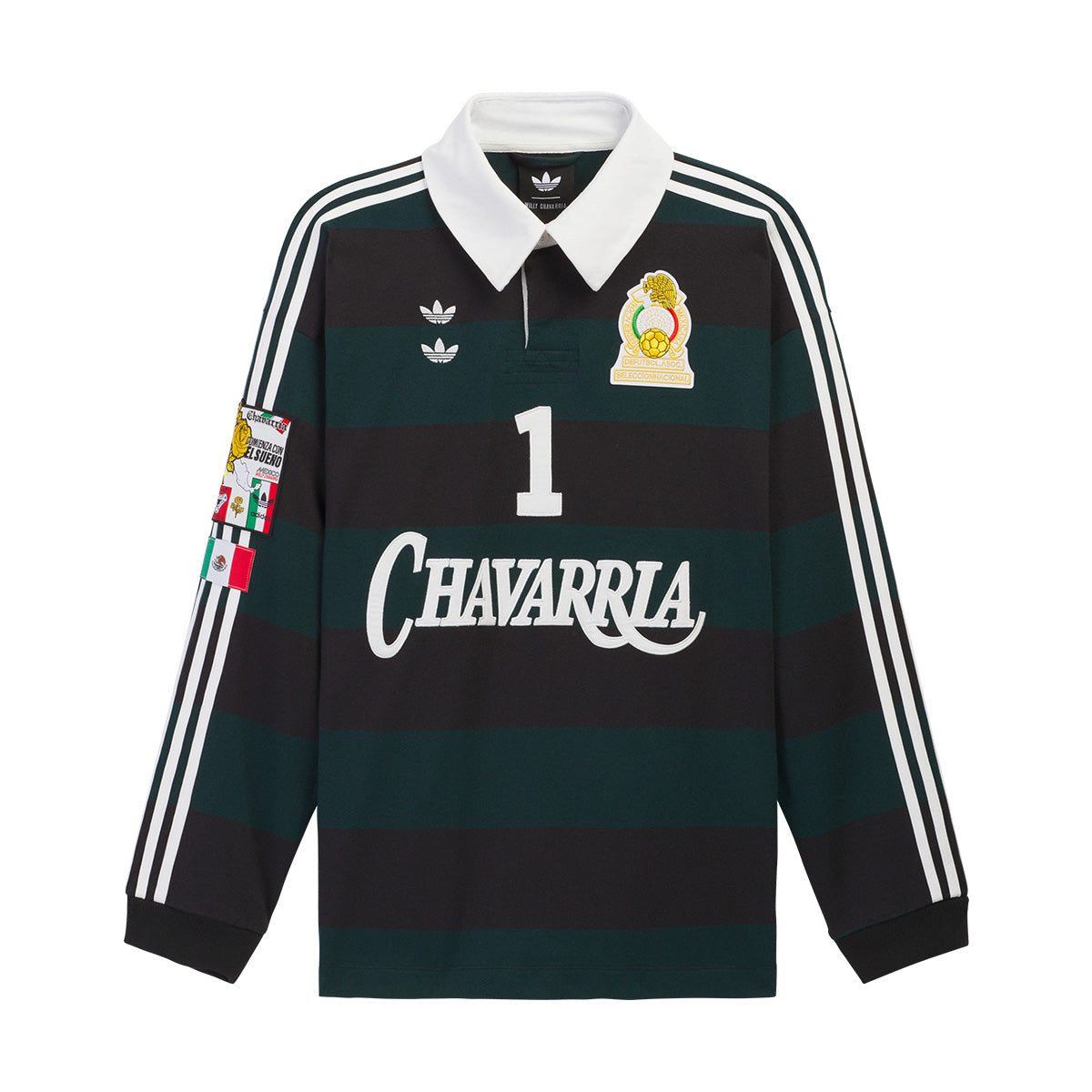 + Willy Chavarria LS Rugby Shirt ' Black Aurora Ivy'