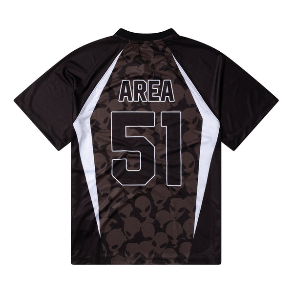 [NO PROBLEMO] AREA 51 FOOTBALL SHIRT ★大人気★ No Problemo Area 51 Football Shirt in Black | FWRD