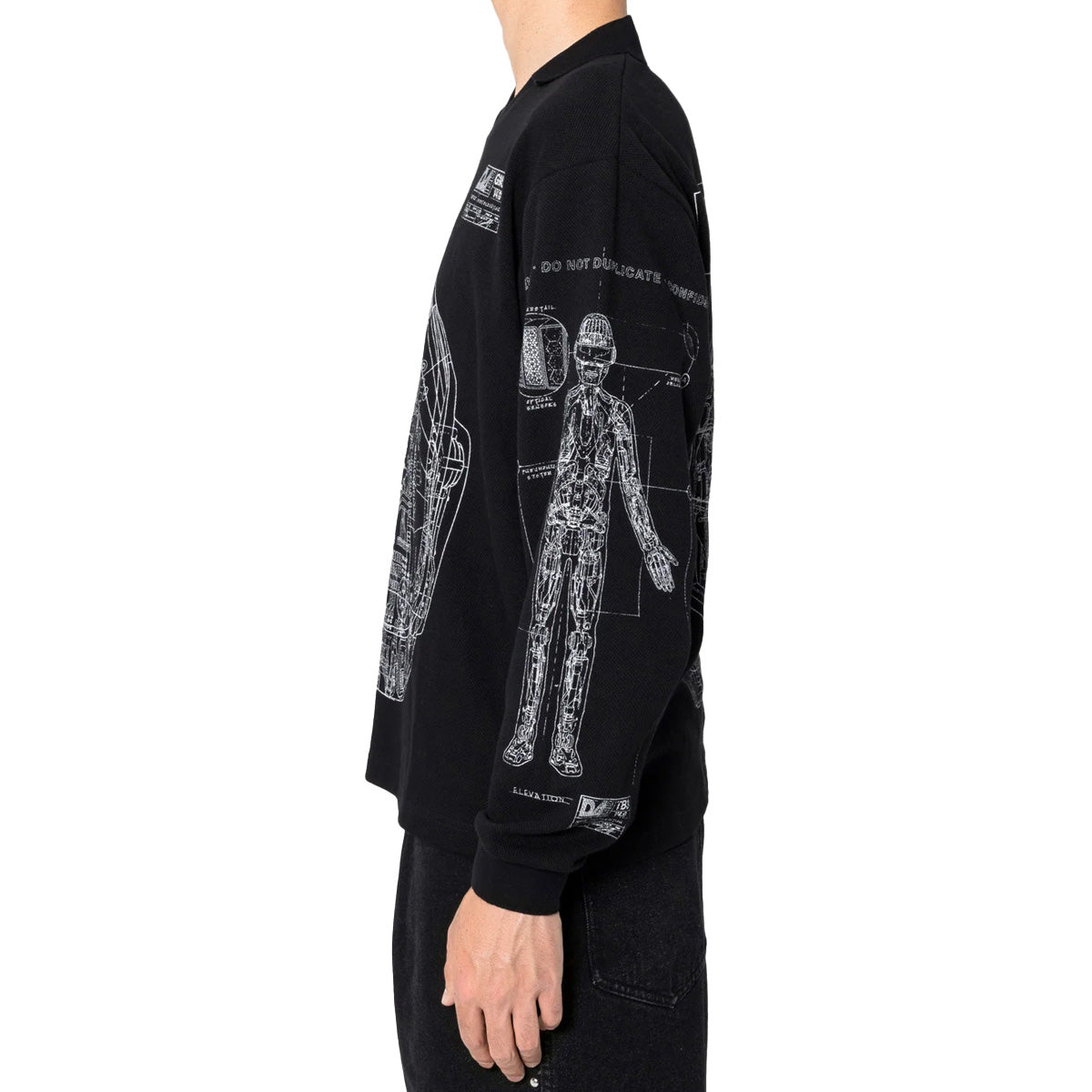 + Daft Punk Schematic L/S Polo 'Black'