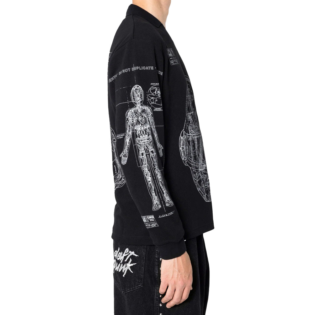 + Daft Punk Schematic L/S Polo 'Black'