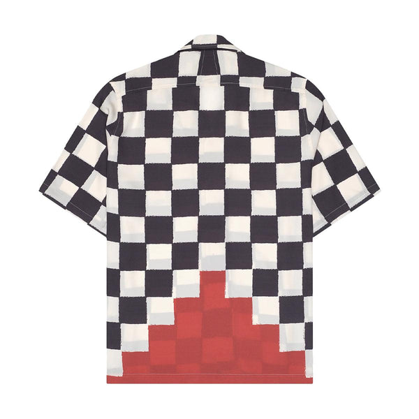 Silk Brown Checker Shirt 'Ivory Black Red'