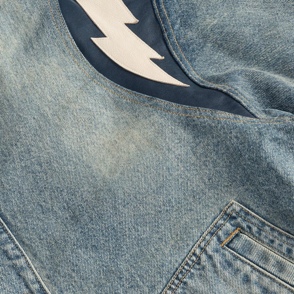 Rhude Denim Lightning Varsity Jacket 'Dark Indigo' – Limited Edt