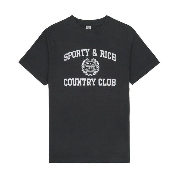 Sporty & Rich Varsity Crest Tee 'Faded Black' – Limited Edt