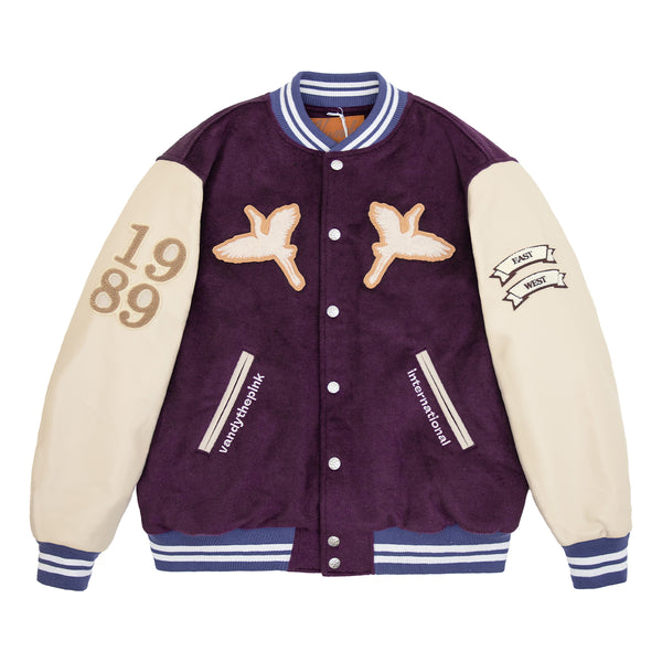 VANDYTHEPINK Crane Varsity Jacket 'Purple Cream' – Limited Edt