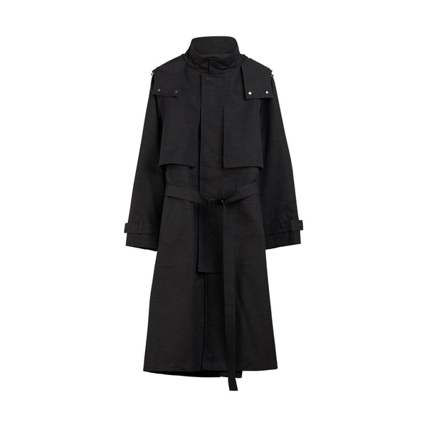 Y-3 ブラック トレンチコート ストライプ H63077_74338373-96e9-4a52-bf54