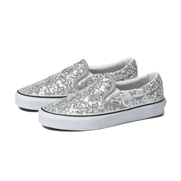 Silver sequin vans shoes Clearance