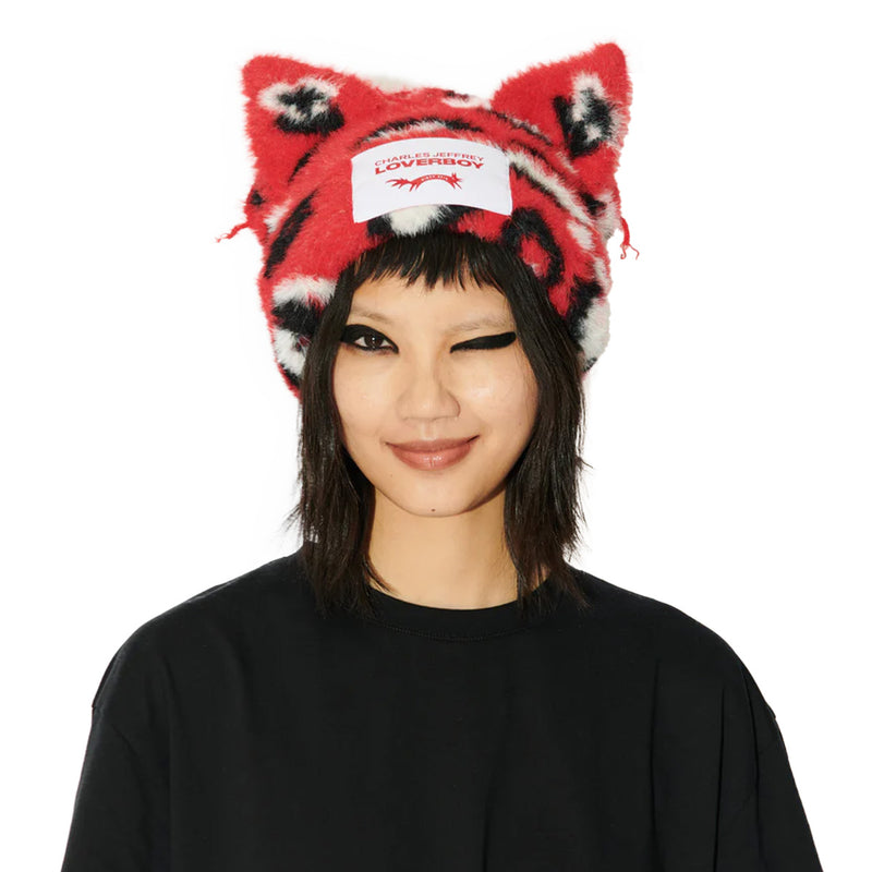 Fluffy Chunky Ears Beanie 'Red'