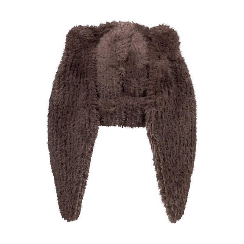 Fluffy Chunky Rabbit Beanie 'Brown'