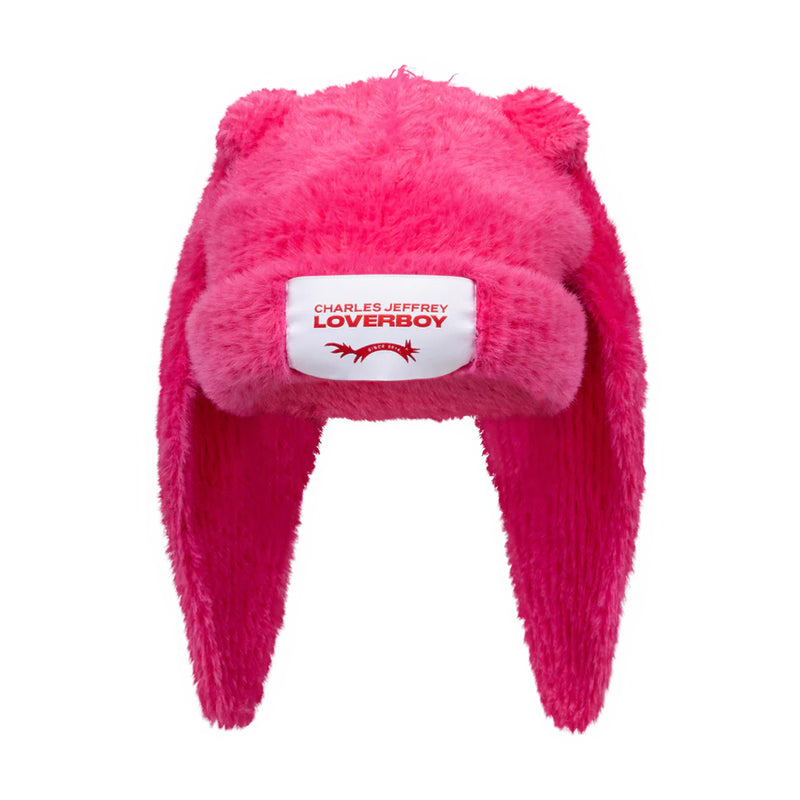 Fluffy Chunky Rabbit Beanie 'Pink'