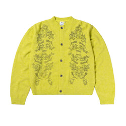 + Aries Print Cardigan 'Lime Sheen'