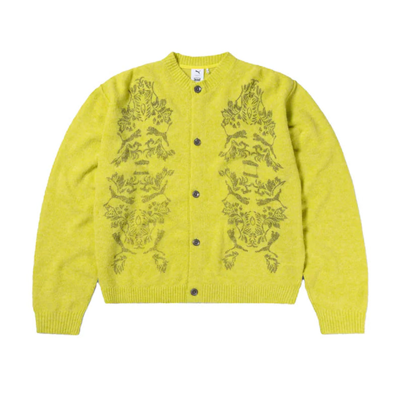 + Aries Print Cardigan 'Lime Sheen'