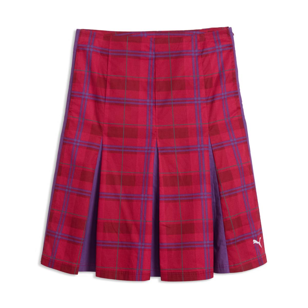 Wmns T7 Pleated Tartan Midi Skirt 'Garnet Glow'