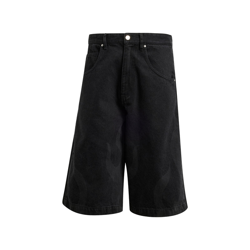 Flames Denim Shorts 'Black'