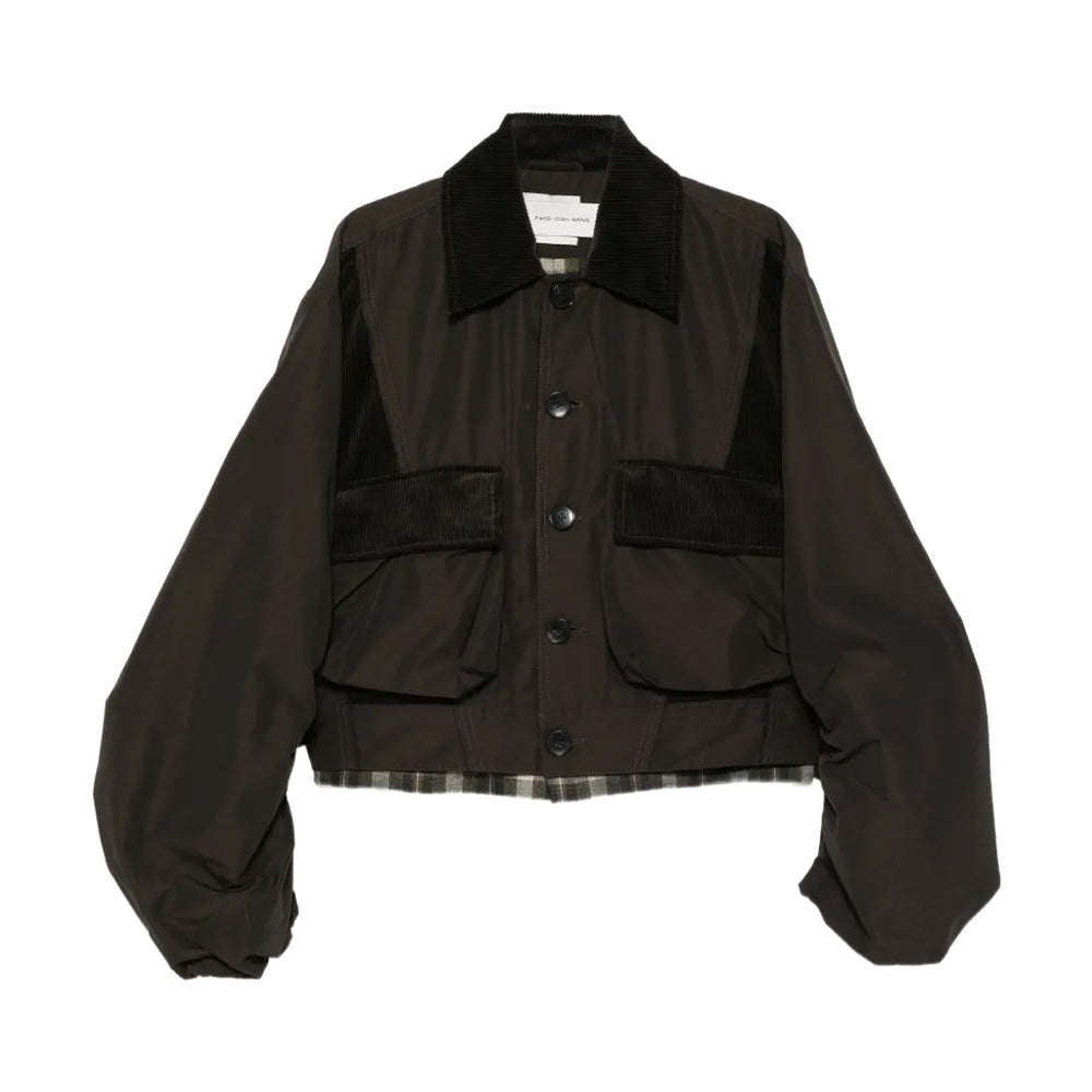Nylon Ruched Jacket 'Dark Brown'