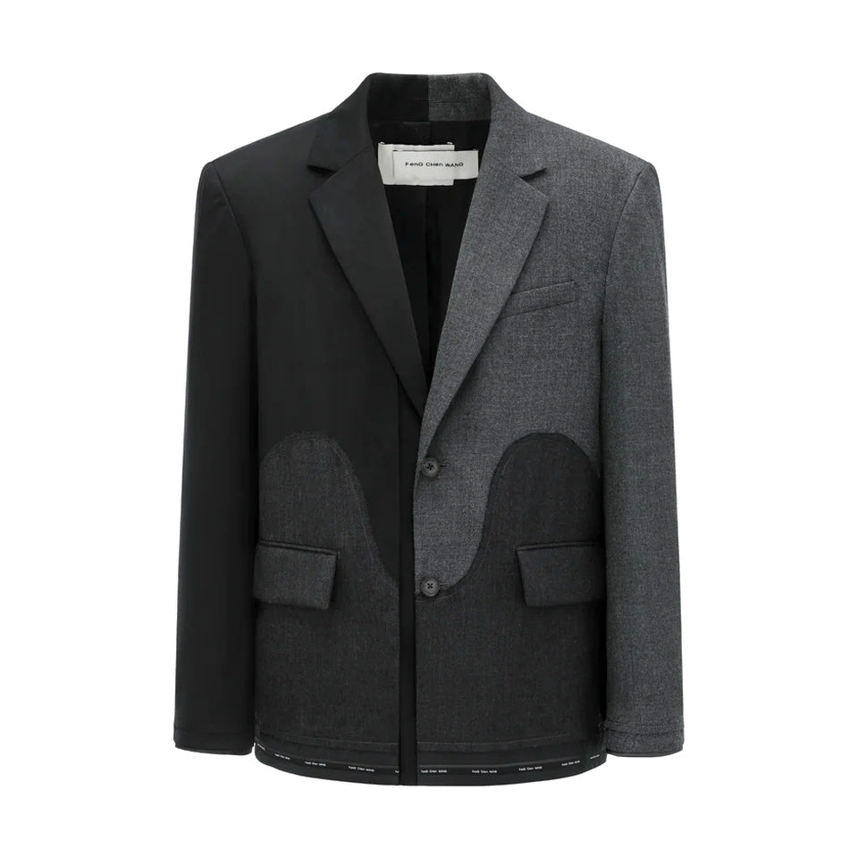 Wrap Belt Deconstructed Blazer 'Black Grey'