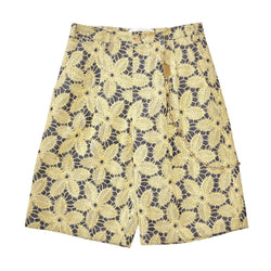 Embroidered Denim Single Pleated Shorts 'Yellow'