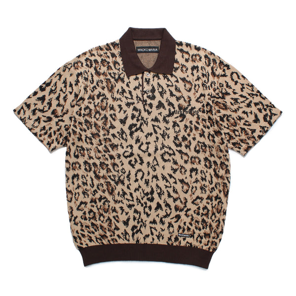 Type 1 Leopard Knit Polo Shirt 'Beige'