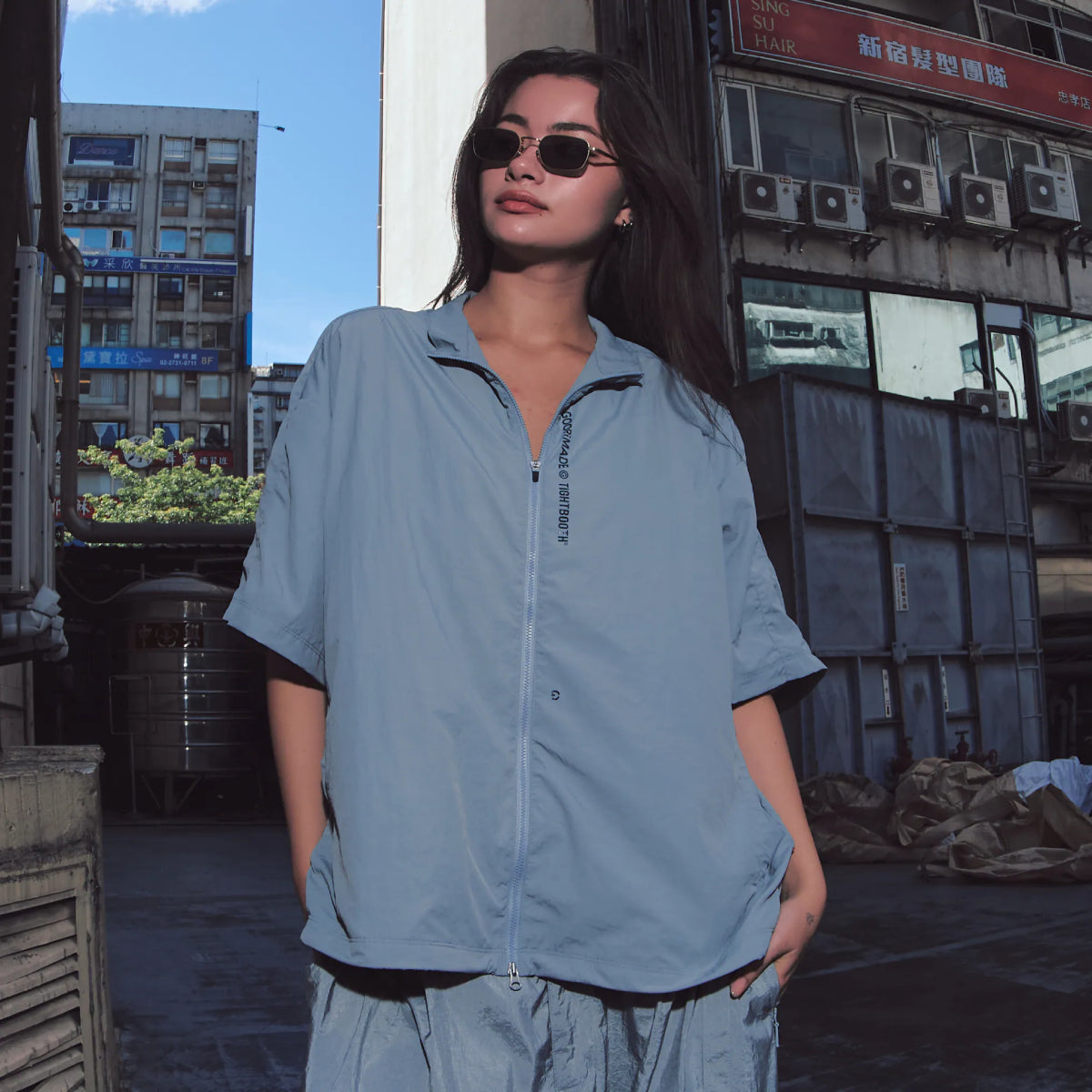 + TIGHTBOOTH Tech Uniform Zip Shirt 'Grey'