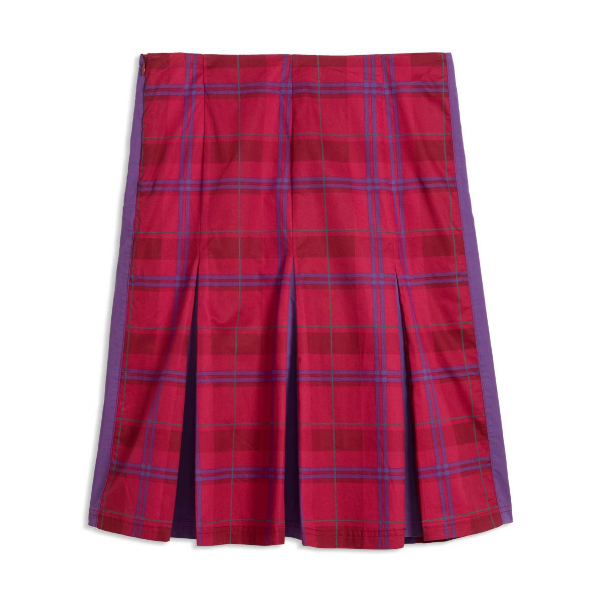 Wmns T7 Pleated Tartan Midi Skirt 'Garnet Glow'