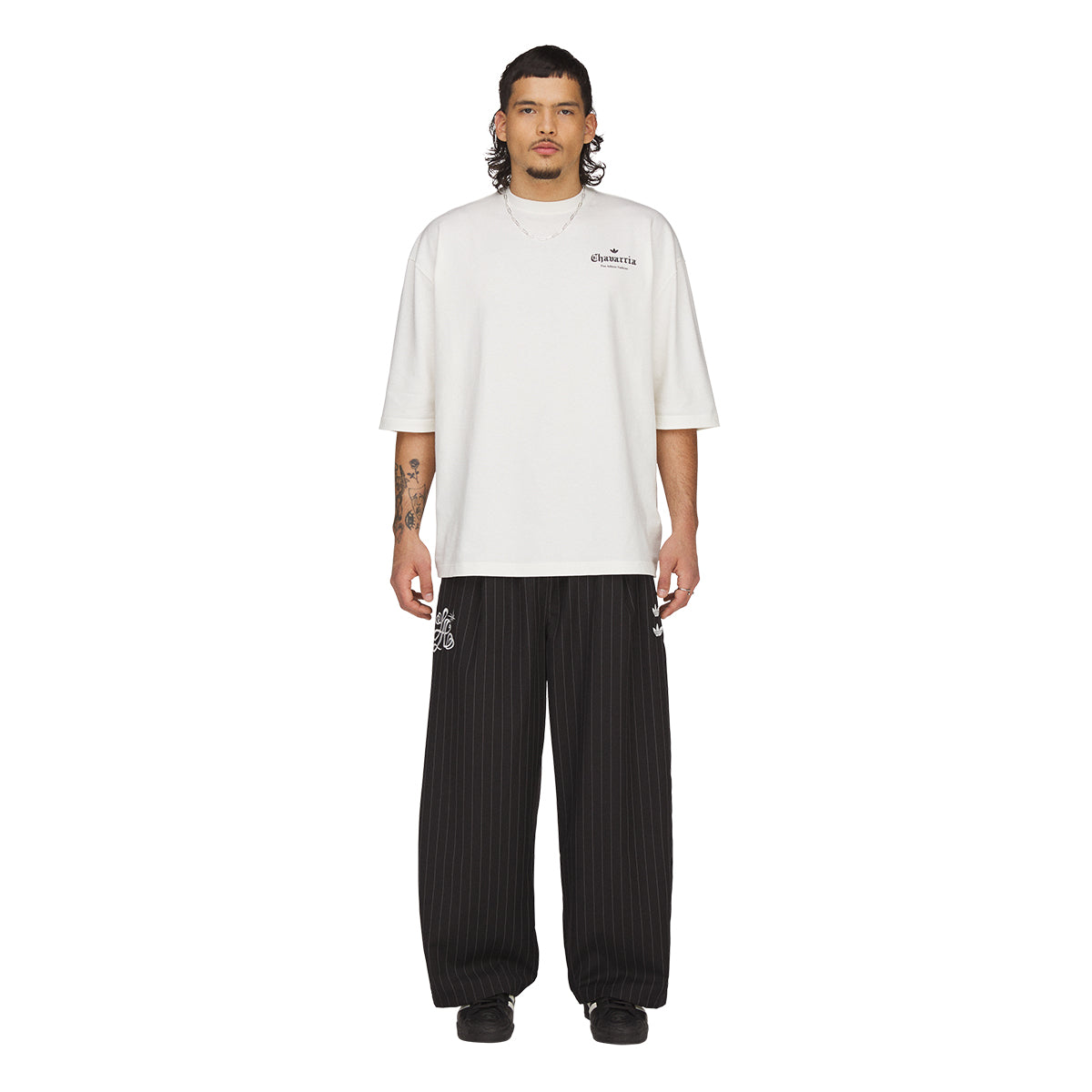 + Willy Chavarria Pinstripe Track Pant 'Black'