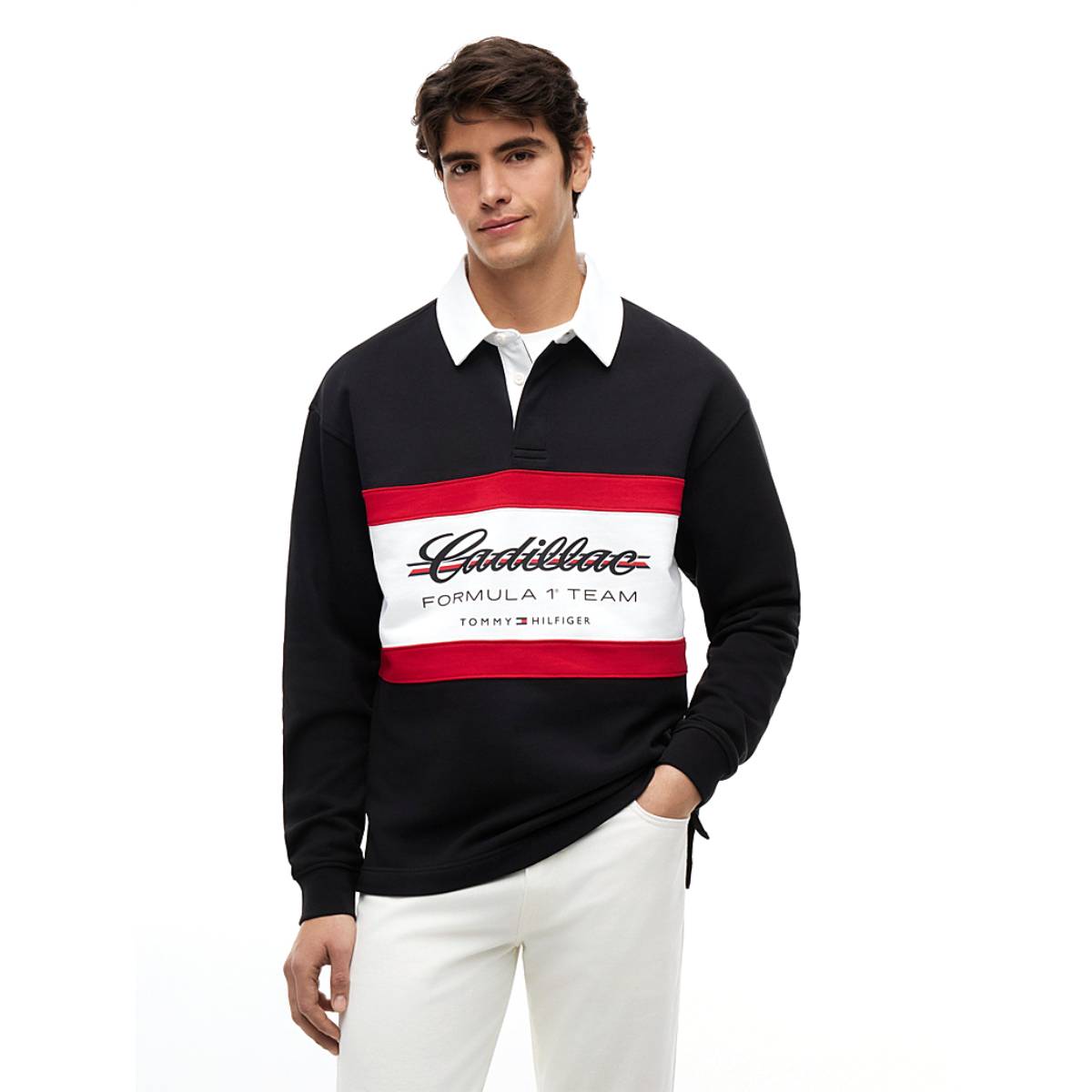+ Cadilac F1 Team Panelled Rugby Shirt 'Black'