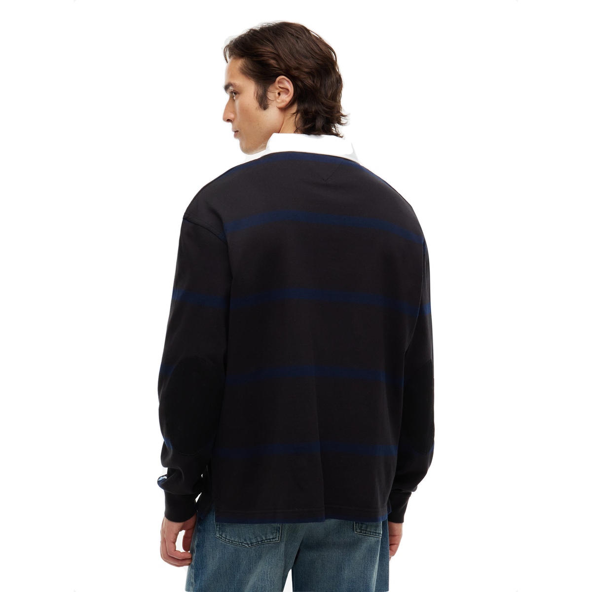 + Fragment Stripe Rugby Shirt 'Black Navy Blue'