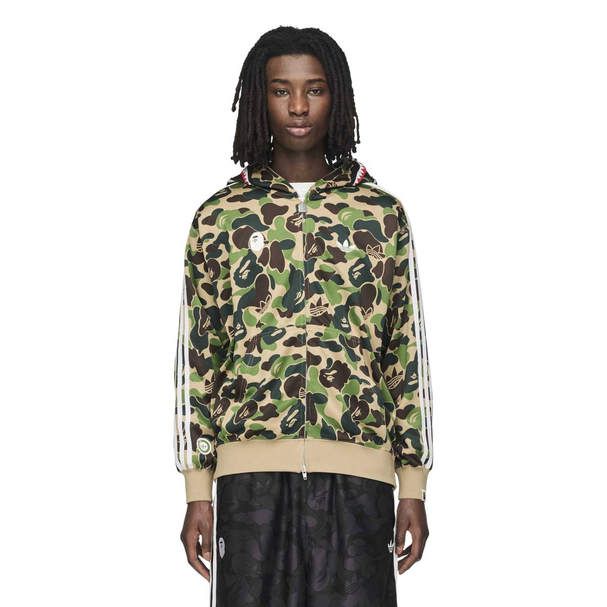 + BAPE Shark Track Hoodie Jacket 'Crew Green'