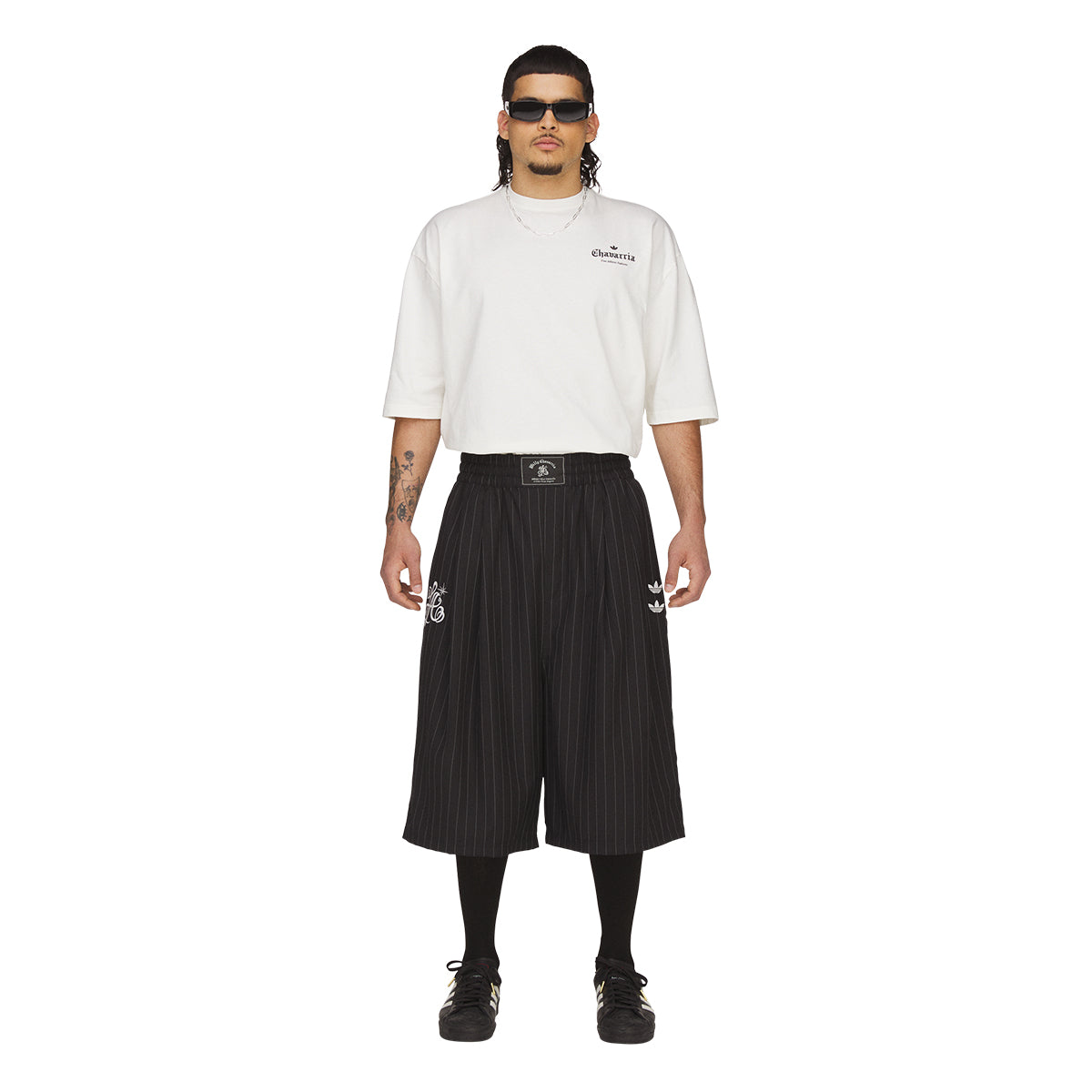 + Willy Chavarria Pinstripe Shorts 'Black White'
